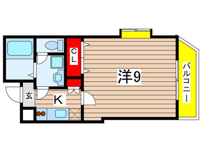 スカイヒルズ(1K/1階)の間取り写真