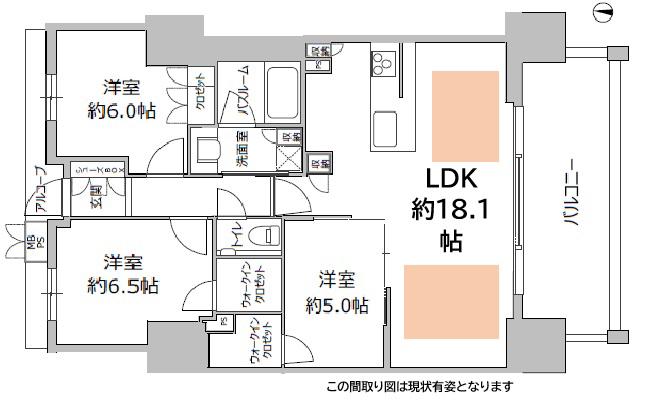 ワコーレ ザ・神戸旧居留地レジデンスタワー(3LDK/12階)の間取り写真