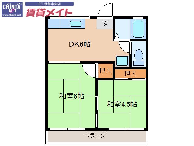 コーポモミヤマ(2DK/2階)の間取り写真