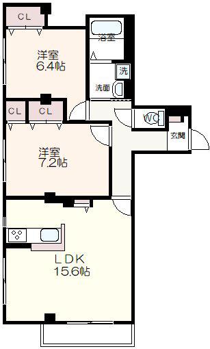 トゥインクル ヴィータ(2LDK/2階)の間取り写真