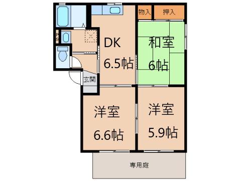 シャーメゾンハーヴェスト(3DK/1階)の間取り写真