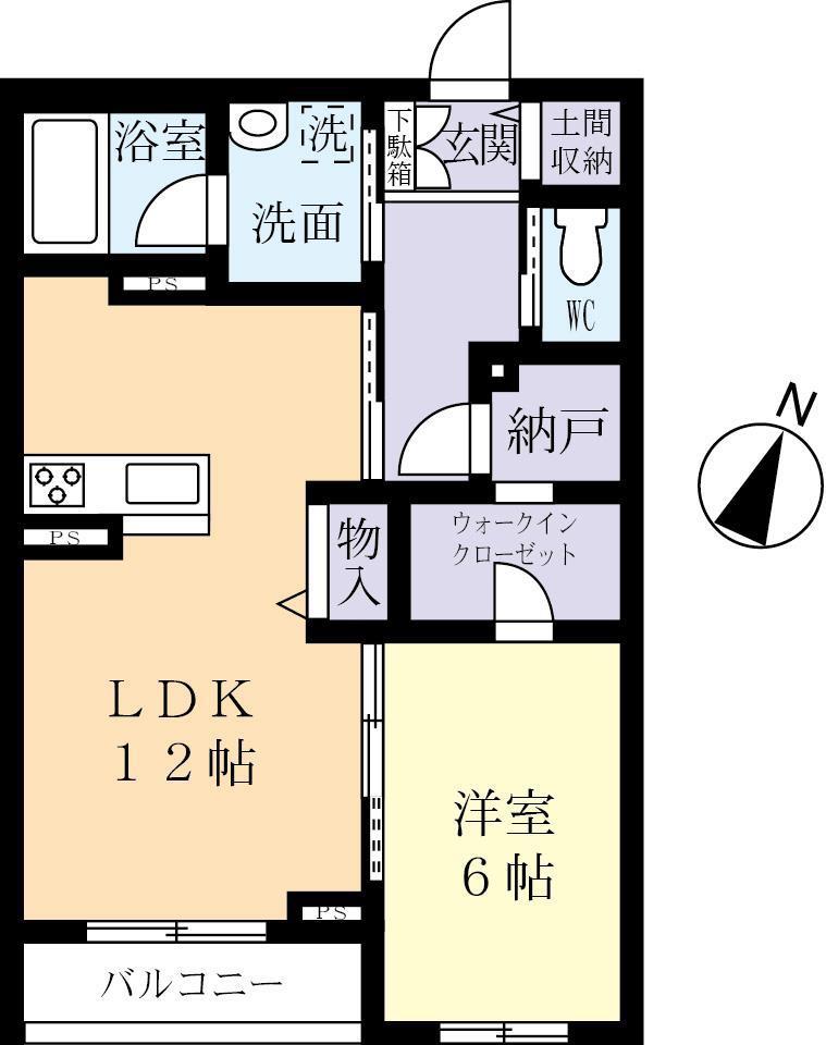 COURT FORENA弐番館(1LDK/1階)の間取り写真