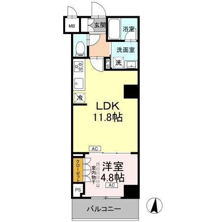 ロイジェント潮見(1LDK/3階)の間取り写真