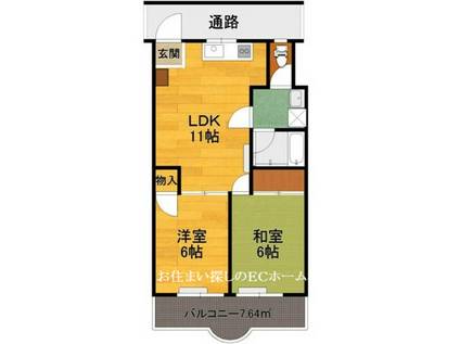 CASA YAMANA B(2LDK/1階)の間取り写真