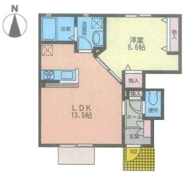 パインメゾン茅ヶ崎(1LDK/1階)の間取り写真