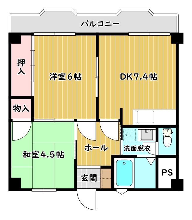 第一エステイトビル(2DK/3階)の間取り写真