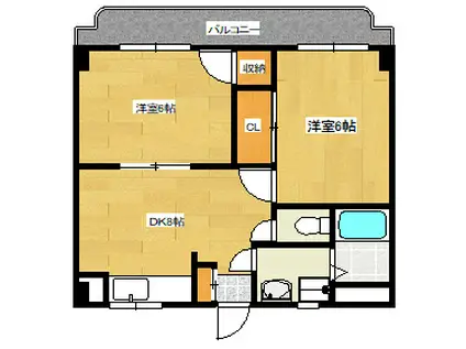 フェニックス翠(2DK/3階)の間取り写真