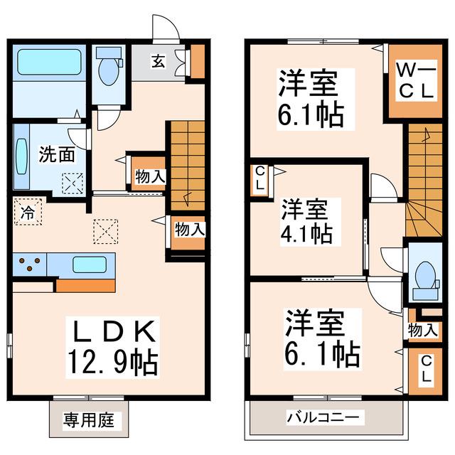 S.シュエット(3LDK/1階)の間取り写真