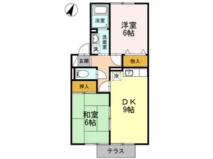 セジュールNK(2DK/1階)の間取り写真