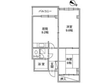 コーポフカボリ(2DK/3階)の間取り写真