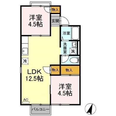 メゾン高橋A(2LDK/2階)の間取り写真