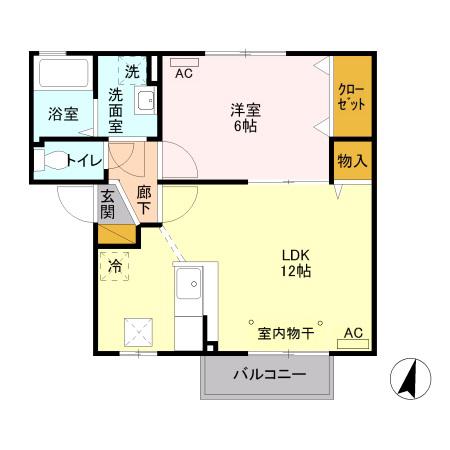 シュロスI番館(1LDK/2階)の間取り写真