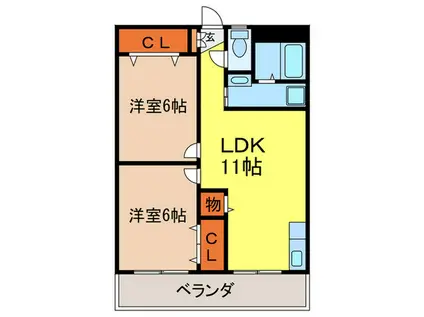 大和コーポ(2LDK/3階)の間取り写真