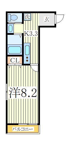 レジデンス葵泉町(1K/2階)の間取り写真