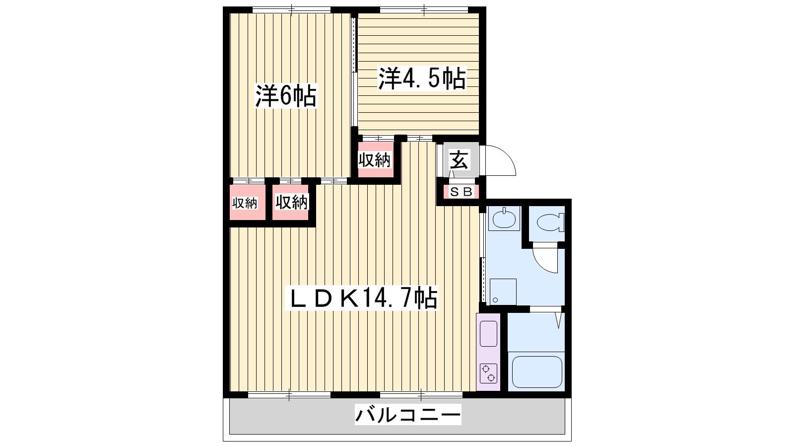 クローバー広畑才(2LDK/4階)の間取り写真