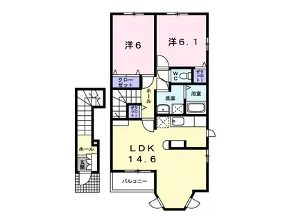 サンレミ葛原E(2LDK/2階)の間取り写真