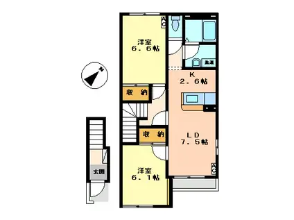 サンライズ(2LDK/2階)の間取り写真