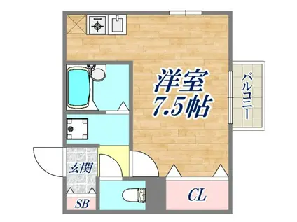 プランドール湊川(ワンルーム/1階)の間取り写真