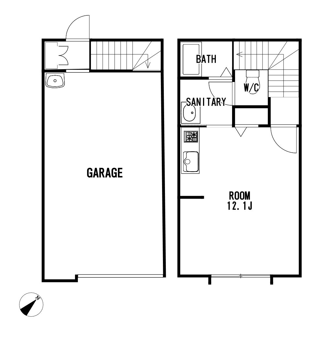 GARAGE VILLA 西岡崎(ワンルーム/2階)の間取り写真