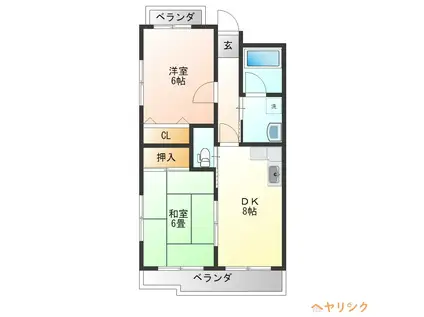 ハートイン若葉台S棟(2DK/3階)の間取り写真