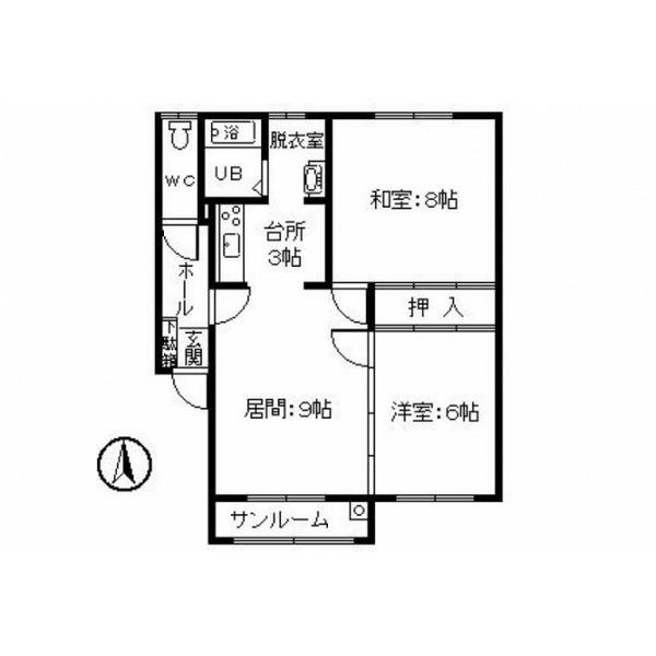 リッチハウスB(2LDK/1階)の間取り写真