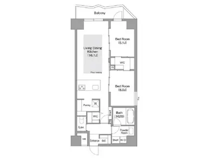 コンフォリア・リヴ谷町四丁目(2LDK/7階)の間取り写真