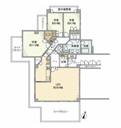 パークハウス・ジオ六番町(3LDK/5階)の間取り写真