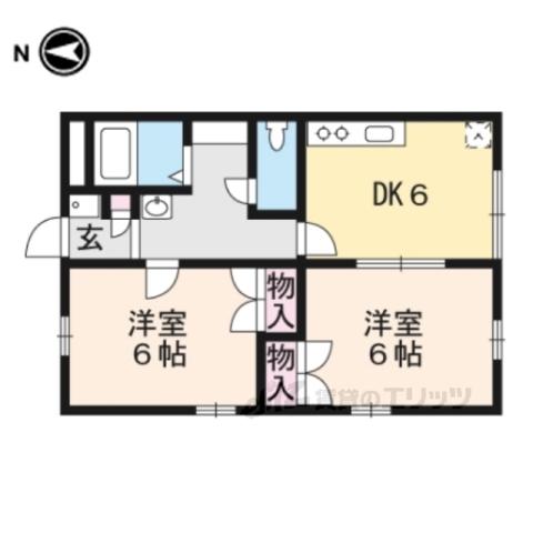 レオパレス堅田(2DK/1階)の間取り写真