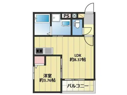 AIMER 花畑南(1LDK/2階)の間取り写真