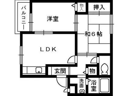 SUNRIZE加茂壱番館(2LDK/3階)の間取り写真