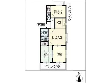 メゾンメルベーユ(3LDK/2階)の間取り写真