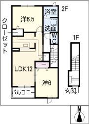 ボンボニエールA棟(2LDK/2階)の間取り写真