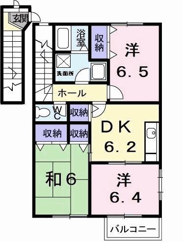 サニーヒルズ(3DK/2階)の間取り写真