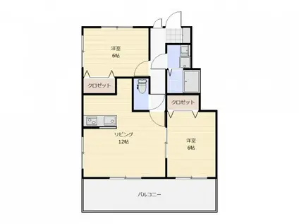 パナハイツクオーレ(2LDK/1階)の間取り写真