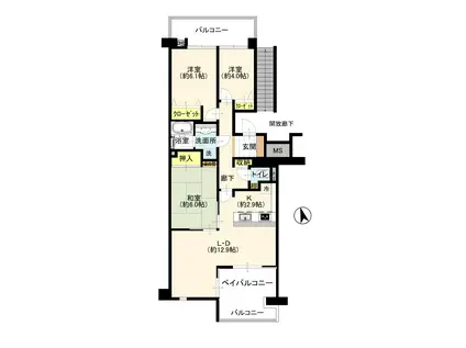 エステスクエア北柏壱番館(3LDK/5階)の間取り写真