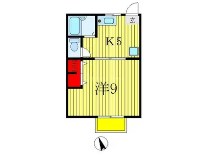 シフォン(1K/2階)の間取り写真