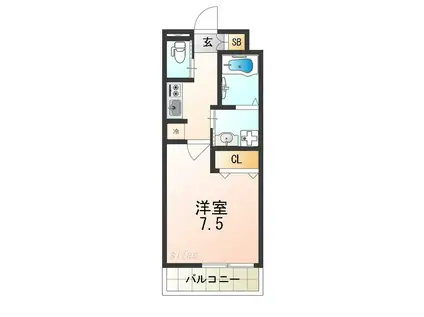 H-MAISON歌島橋III(1K/3階)の間取り写真