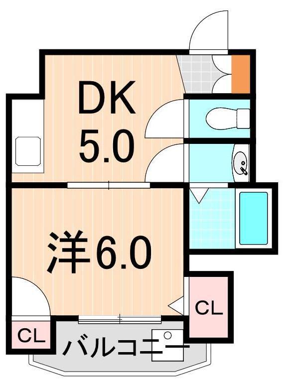 ダンディリオン・梅田(1DK/2階)の間取り写真