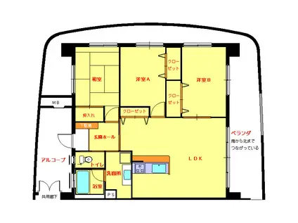 ロイヤルハイツ石黒(3LDK/11階)の間取り写真