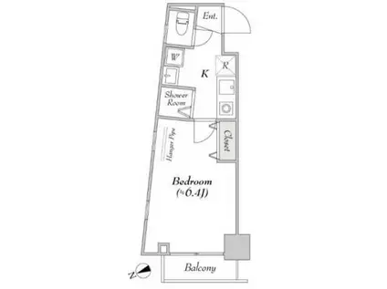 BLUROCK新宿河田町(1K/5階)の間取り写真