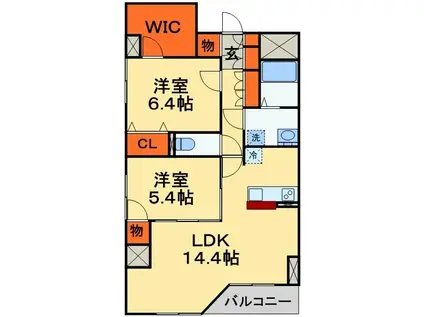 MURRAY HILL(2LDK/7階)の間取り写真