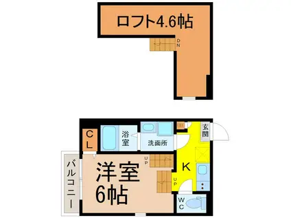 ハーモニーテラス田幡(1K/2階)の間取り写真