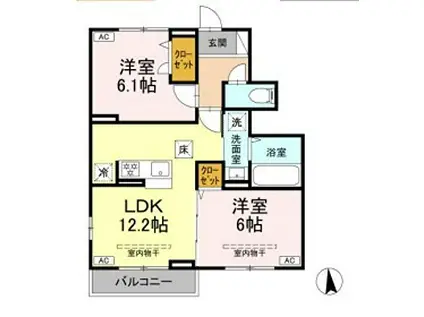 オリエンタルドエル II(2LDK/1階)の間取り写真