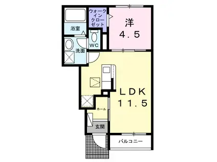 シャトーハイツJ(1LDK/1階)の間取り写真