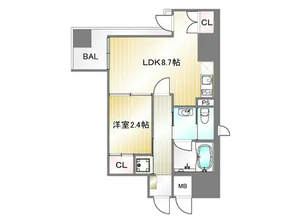 ネクストステージ神戸元町(1LDK/2階)の間取り写真