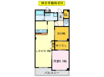 ピノワール 弐番館(1SLDK/3階)の間取り写真