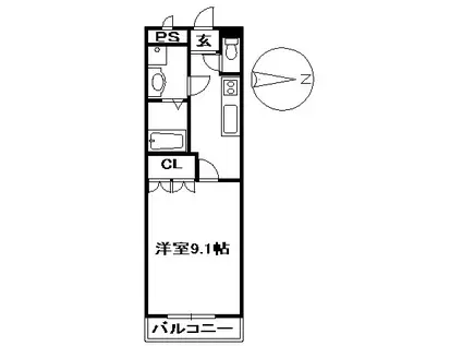 RELATION(1K/2階)の間取り写真