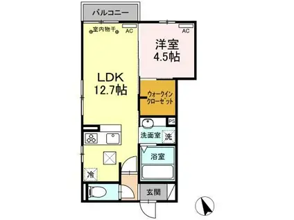 ディーシャンブル江島台(1LDK/1階)の間取り写真