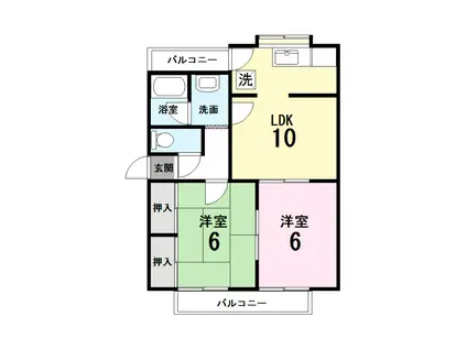 コーポスガヌマ(2LDK/2階)の間取り写真