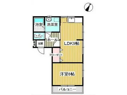 JR水郡線 常陸大宮駅 徒歩10分 2階建 築26年(1LDK/2階)の間取り写真